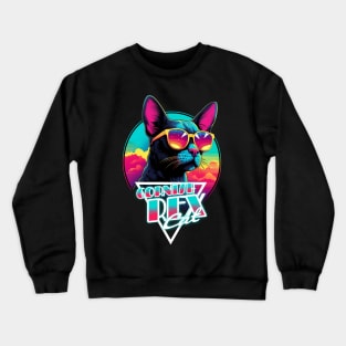 Retro Wave Cornish Rex Cat Miami Shirt Crewneck Sweatshirt